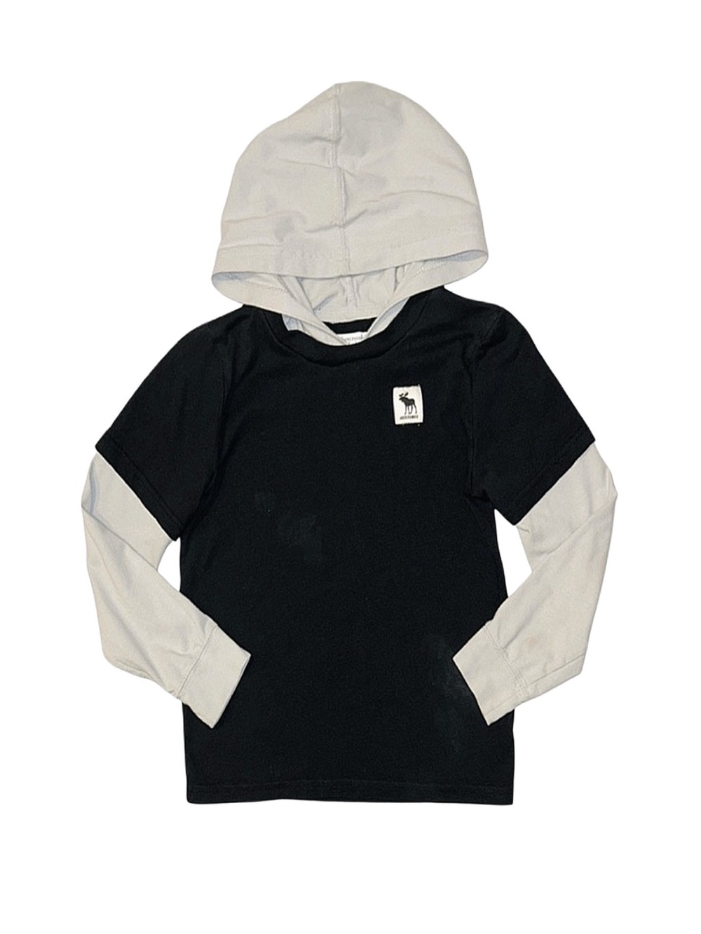 ABERCROMBIE KIDS Black And Grey Layered Long Sleeve With Hood Size 7/8